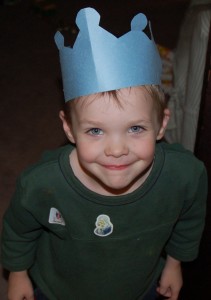 Little Guy wearing his crown. He made sure everyone had one to wear. 